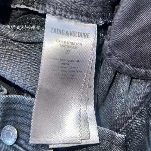 Zadig & Voltaire Gray  Exile Eco Stretch Jeans, 27 - Picture 11 of 14